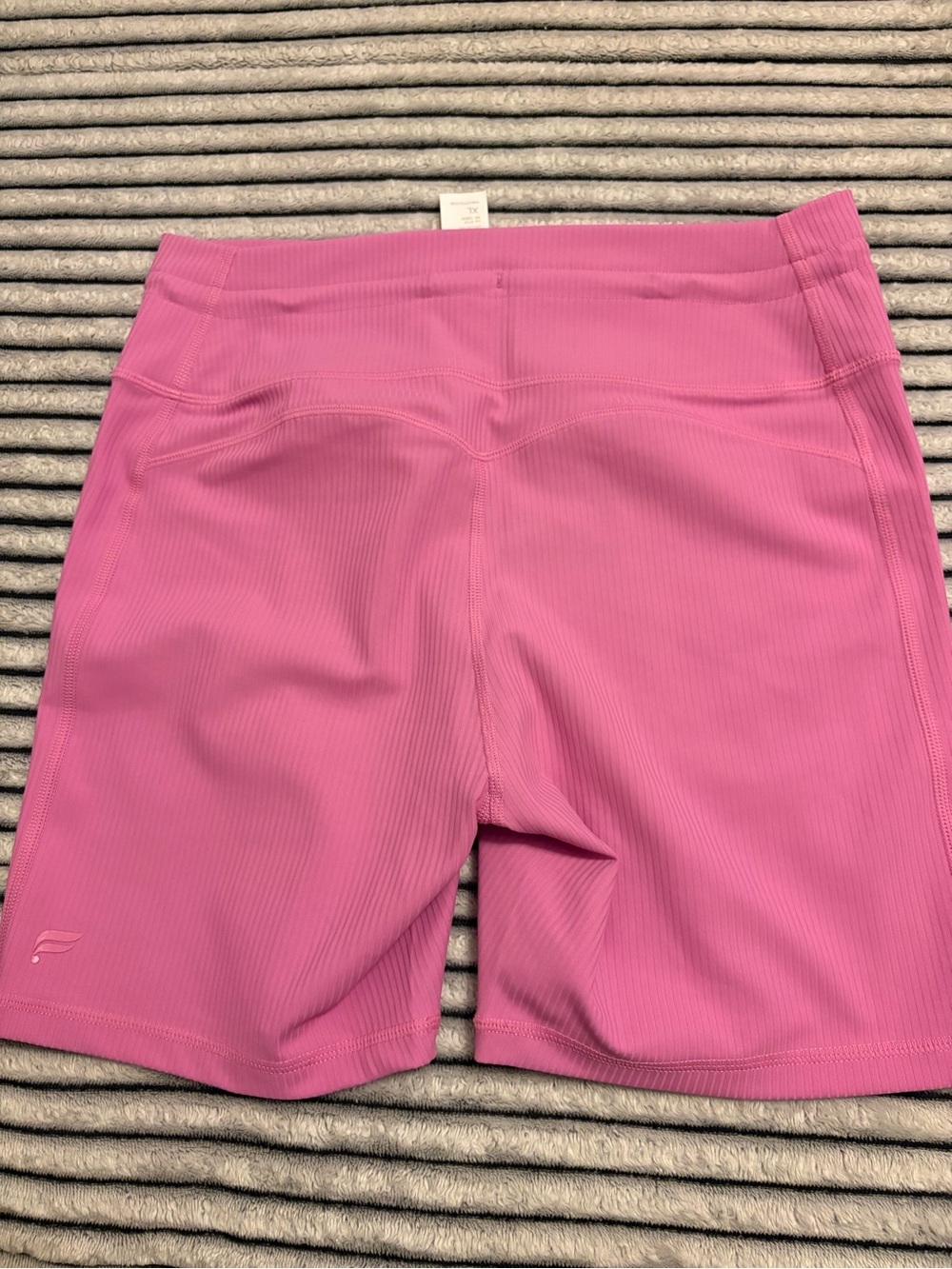 Fabletics High-Rise Ribbed Magenta Bike Shorts